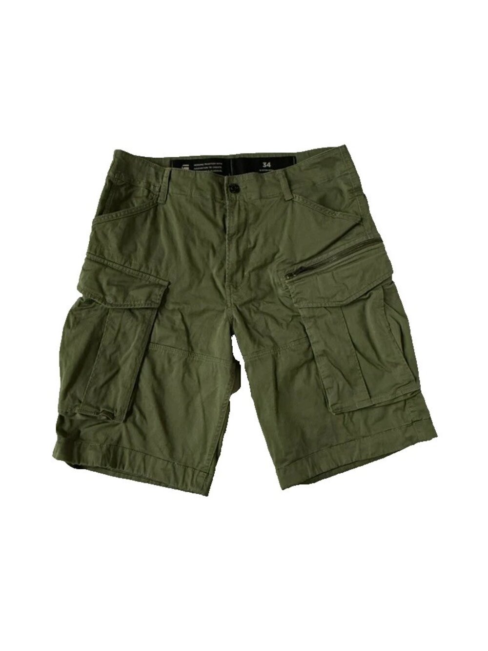 Share G Star Raw Mens 34 Green Cargo Shorts 1/2 Rovic Zip Relaxed D08566
